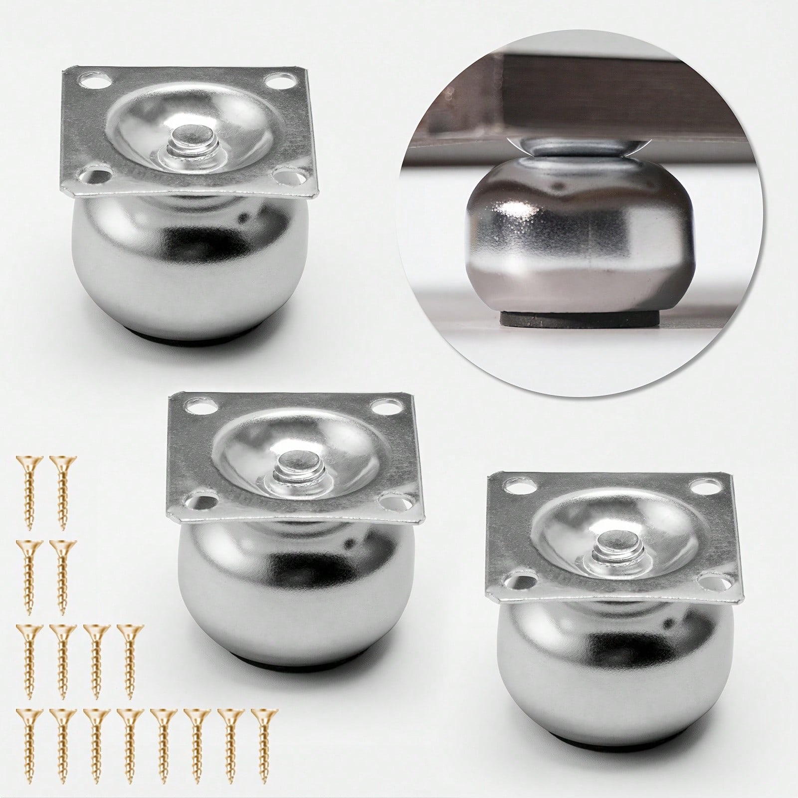 Cabinet Hinge Overlay - [金属製家具脚4個] 磨き上げられた金属製ミニ丸型ボール家具脚4個 - キャビネット、ソファ、Dに最適